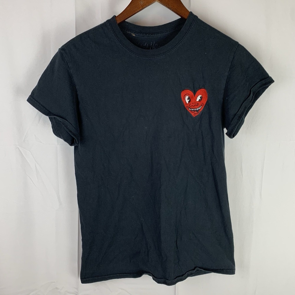 Keith Haring Shirt Men's Small Black Ripple Junction Graphic Heart Adult‎